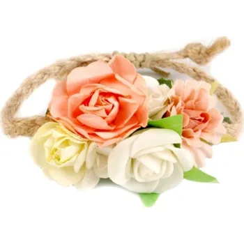 Módní doplněk Náramek s květy - růžová sytá