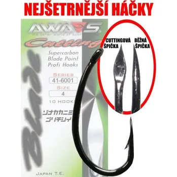 Rybářský háček Awa-S Háčky Cutting Blade 6001 Black Nickel 10ks - vel.4