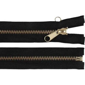 Zip Zip stanový mosazný šíře 6 mm s oboustranným jezdcem délka 200 cm - černá mosazná