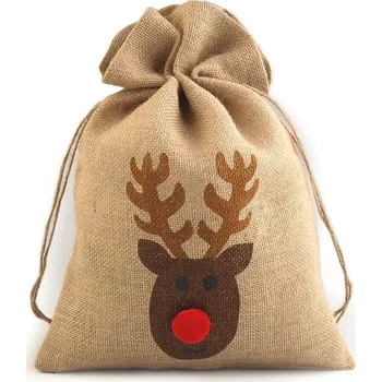 Vánoční dekorace Jutový pytlík vánoční / mikulášský 30x40 cm - režná přírodní