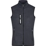 James & Nicholson (Daiber) Pánská vesta z pleteného fleecu JN774 - Tmavě šedý melír / stříbrná | S