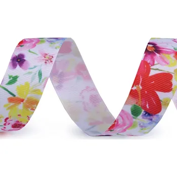 Stuha Stuha květy šíře 25 mm návin 22,5 m - 8 bílá - květy