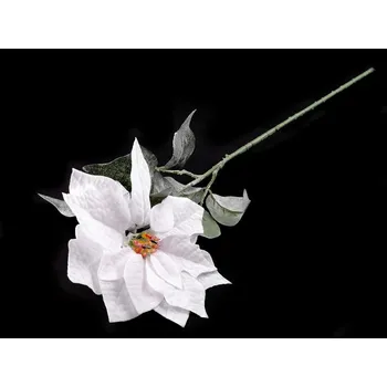 umělá květina Umělá vánoční hvězda ojíněná velká 80cm - bílá