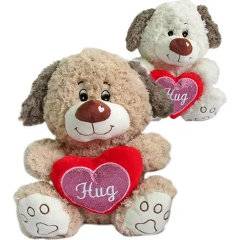 plyšák Pejsek Hugo sedící 30cm se srdíčkem 2 barvy