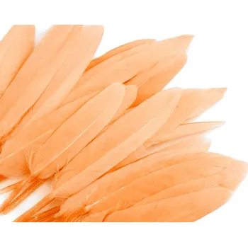 Kachní peří délka 9-14 cm balení 20 kusů v sáčku - 20 lososová světlá
