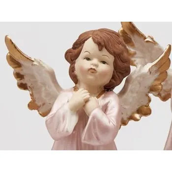 Vánoční dekorace Vánoční figurka anděl v růžových šatech 1ks, 15 cm - S rukama na hrudi¨