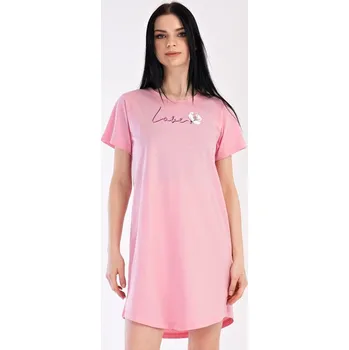 Dámská noční košile Dámská noční košile s krátkým rukávem I love you - světle lososová - L