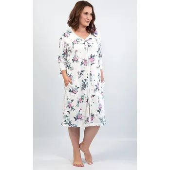 Dámská noční košile Dámské domácí šaty s tříčtvrtečním rukávem Kristýna - světle šedá - 4XL