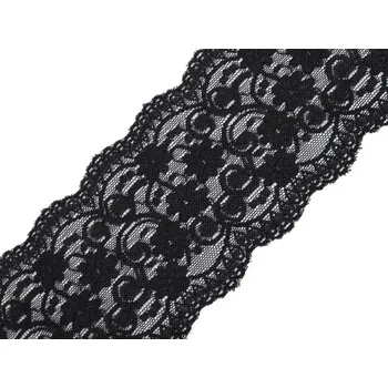 Krajka Elastická krajka / vsadka šíře 10 cm METRÁŽ - 2 černá