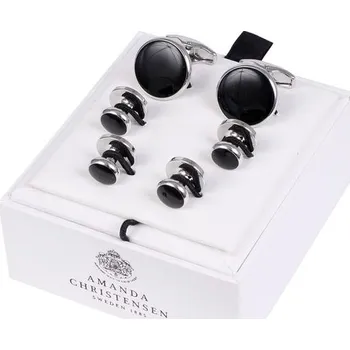 Manžetový knoflíček House of Amanda Christensen House of Amanda Christensen Cufflinks & Studs Set — Black Onyx, Silver
