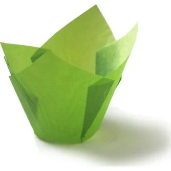 Potravinová fólie Papírové košíčky na muffiny tulipán zelený papírový 12 ks -