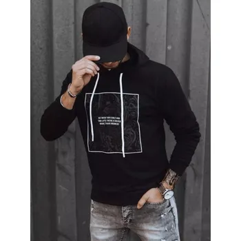 Pánská mikina Buďchlap Černá mikina s kapucí a potiskem