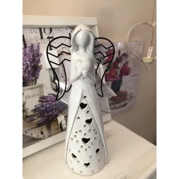 Velká andělka keramická LED soška