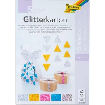 kreativní sada Glitrový karton hrubý 5 listů mix barev