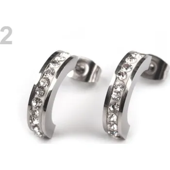 Náušnice Náušnice s broušenými kamínky z nerezové oceli - 2 platina