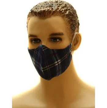 rouška Bavlněná rouška modré káro