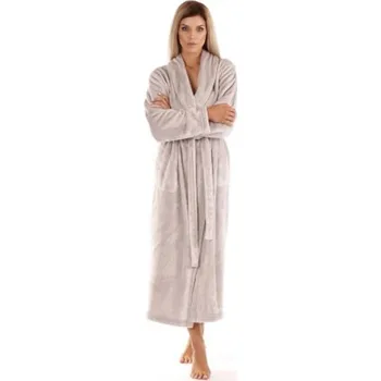 Dámský župan Dámský dlouhý hřejivý župan se šálovým límcem SIENA šedá - 4XL