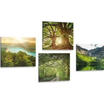 Obraz Dovido Set obrazů nádherná zelená příroda