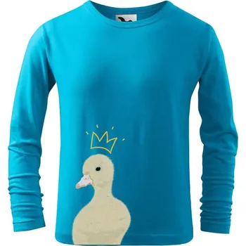 DOBRÝ TRIKO Dětské triko s potiskem Kachnička s korunkou Velikost: 158/12 let, Barva: Tyrkysová