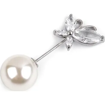 Ozdobný špendlík motýl - 1 crystal platina