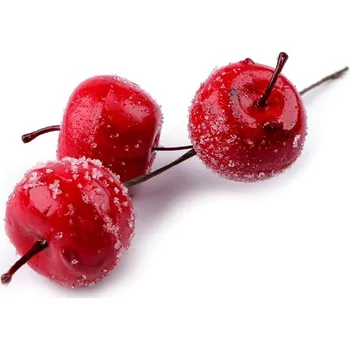 umělá květina Umělá jablíčka ojíněná - červená