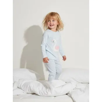 Dívčí spodní prádlo Sinsay - Bavlněná dvoudílná pyžama s potiskem - modrá - 503EV-05X - 503EV-05X-104