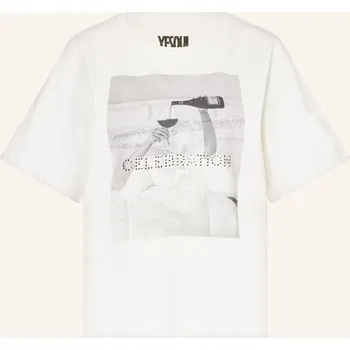 Dámské tričko Oui Dámské Tričko S Ozdobnými Kameny, bílá / světle šedá, 36