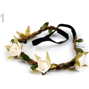 Čelenka Pružná čelenka s květy - 1 bílá
