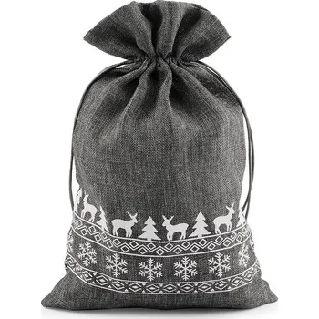 Vánoční dekorace Dárkový vánoční / mikulášský pytlík 20x30 cm - 3 šedá