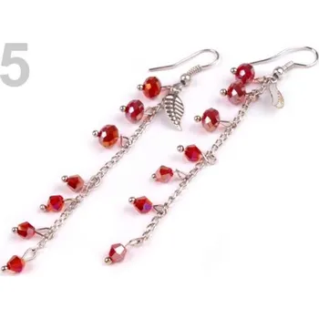 Náušnice Náušnice KATE řetízkové s korálky - 5 červená jahoda AB