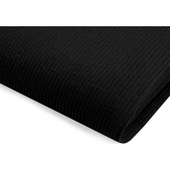 Úplet bavlněný elastický žebrovaný - tunel METRÁŽ - 2 černá