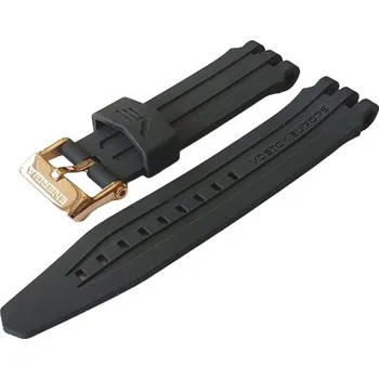 Řemínek na hodinky Silikonový řemínek Vostok Europe pro Energia NH35-575E282 - černý/zlatá spona + 5 let záruka a dárek ZDARMA