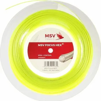 Struna na výplet tenisové rakety MSV Focus HEX tenisový výplet 200 m žlutá neon průměr 1,18