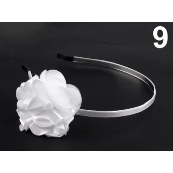 Čelenka Kovová čelenka s květem Ø7 cm - 9 bílá sněžná