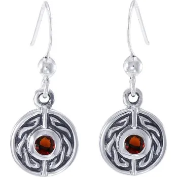 Náušnice ČERVENÉ OČI, stříbrné náušnice s granáty, Ag 925