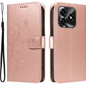 Pouzdro na mobilní telefon Flowers knížkové pouzdro na Honor X5c Plus - růžovozlaté