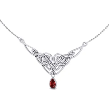 Náhrdelník LADY AVALON, stříbrný náhrdelník s granátem, Ag 925