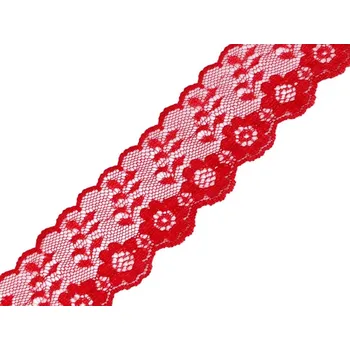 Krajka Silonová krajka šíře 40 mm návin 25 METRŮ - 3 červená