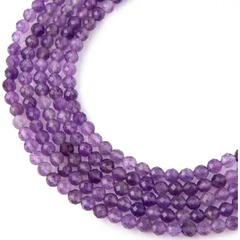 Dětské navlékací korálky Korálky z minerálu Ametyst AAA 4 mm broušené