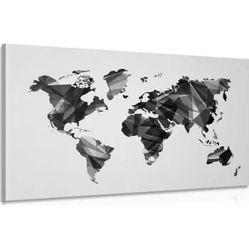 Obraz Dovido Obraz mapa světa v designu vektorové grafiky v černobílém provedení