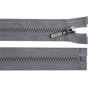 Zip Kostěný zip No 5 délka 70 cm s ozdobným jezdcem - 319 šedá ocelová