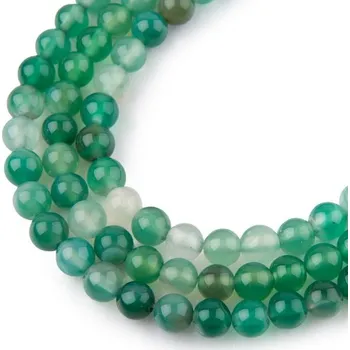 Dětské navlékací korálky Korálky z minerálu Zelený achát pruhovaný 6 mm