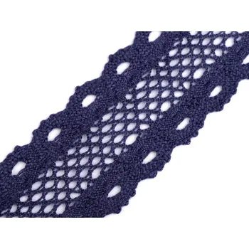 Krajka Krajka / vsadka paličkovaná šíře 50 mm návin 13,5 METRU - 3 modrá pařížská