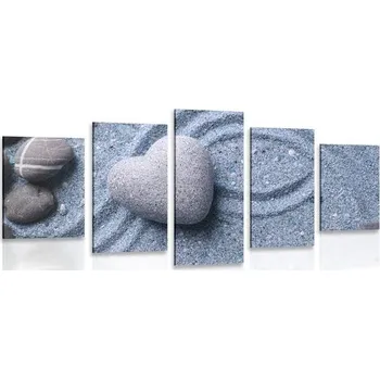 Obraz Dovido 5-dílný obraz srdce z kamene na písčitém pozadí