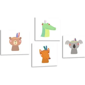 Obraz Dovido Set obrazů roztomilí zvířecí indiáni