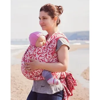 Šátek na nošení dítěte Lenire Campanula červená - délka 4,2m