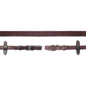 Otěže Schockemoehle kožené Durasoft Grip se zarážkami tm. hnědá/stř