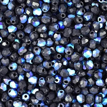 Dětské navlékací korálky Manumi české broušené korálky 3 mm Matte Jet AB