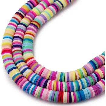 Korálek Heishi polymerové korálky na 40cm šňůrce duhové