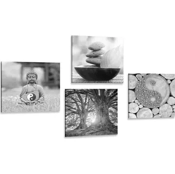 Obraz Dovido Set obrazů v černobílém stylu Feng Shui